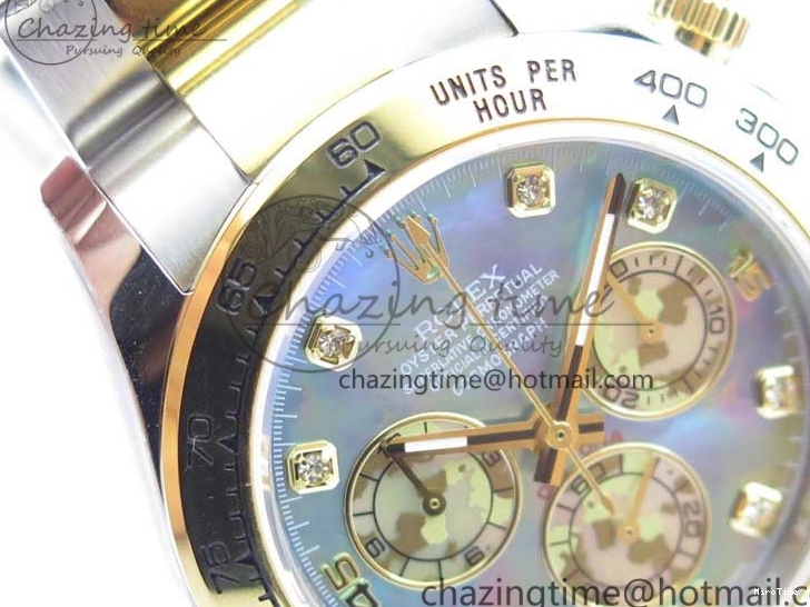 MiroTime 0520 Daytona 116520 SS YG UBF Best Edition Ice Blue MOP Crystal Markers Dial on SS YG Bracelet A Casual 2936